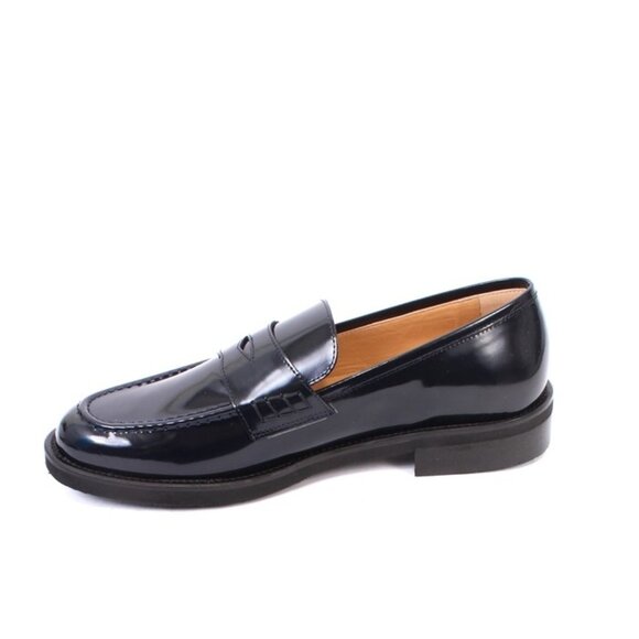Luca Grossi 484 Navy Blue Patent Leather Classic Loafer Flat Shoe - Picture 6 of 8